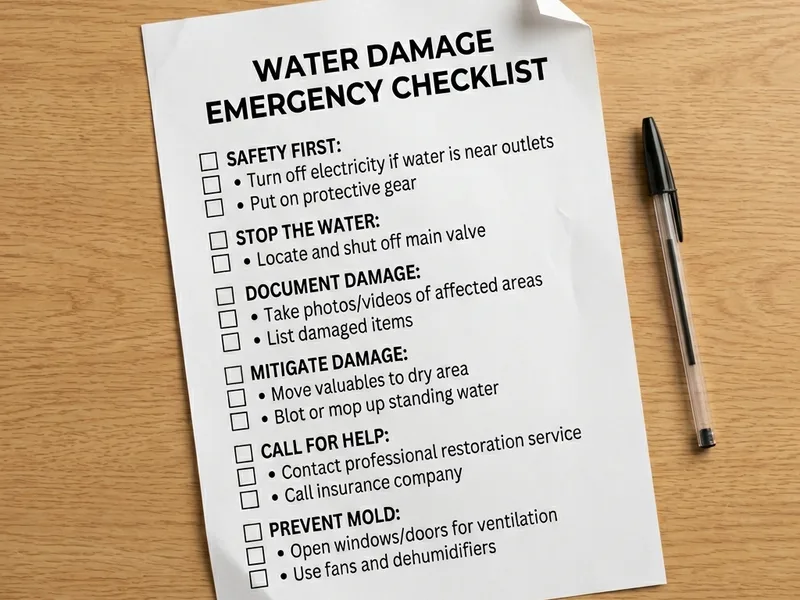 Printable Water Damage Emergency Checklist preview